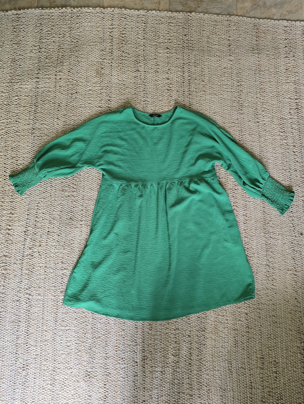 Dokotoo Women's Emerald Green Casual Smocked-Cuff Dress